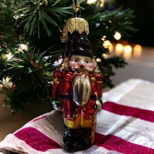 3" Red Nutcracker Soldier Ornament Hand Blown Glass Thomas Pacconi Classics 2002
